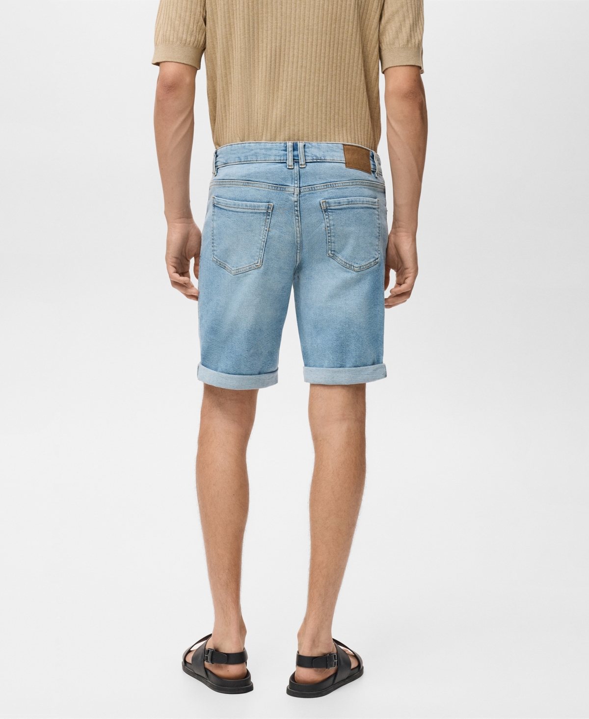 Mango Slim Fit Denim Bermuda Shorts In Blue