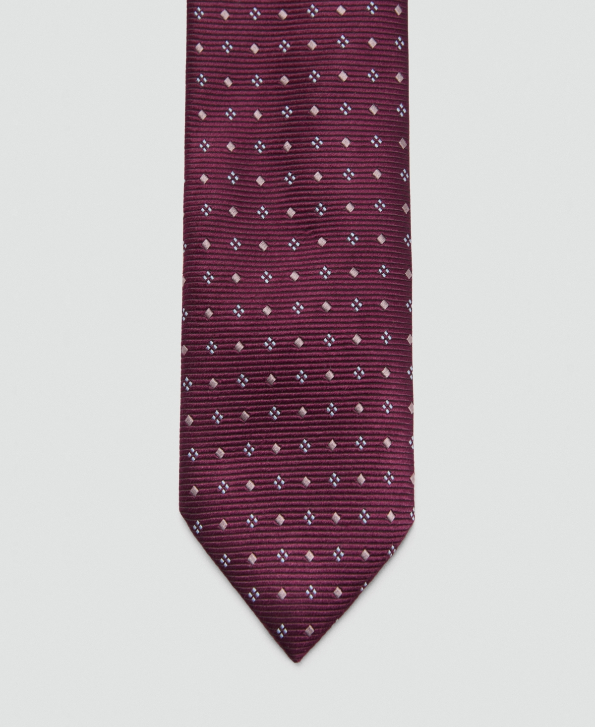 Mango Men's Geometric Patterned Silk Tie In Burgundy