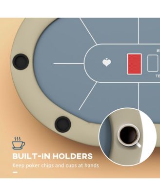 70" Foldable Poker Table, 8 Player jack Game Table,