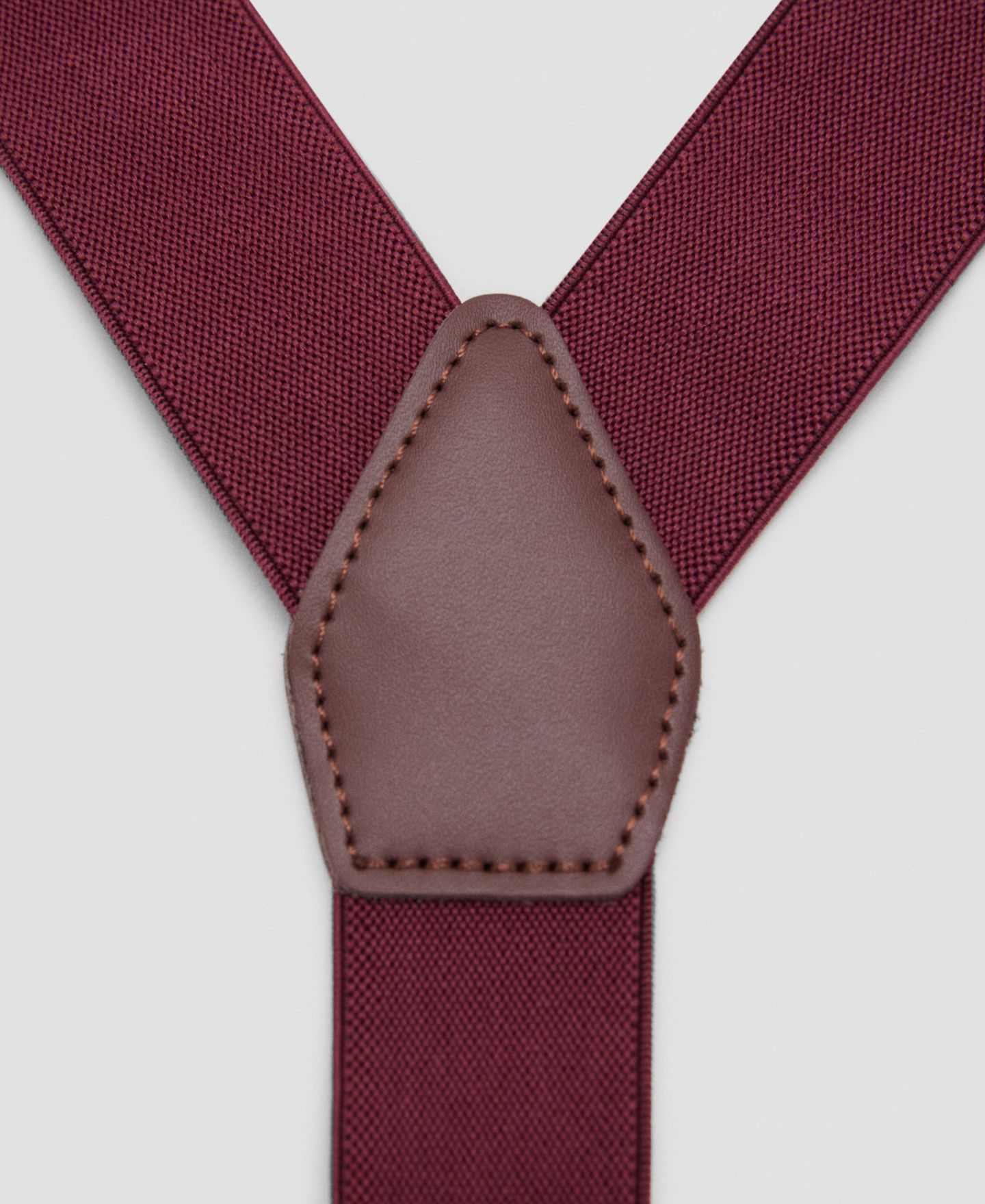 Мужские подтяжки MANGO Leather Details Adjustable Elastic Suspenders, цвет: Бордовый — фото 2