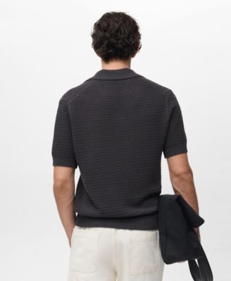 Men's Crochet Cotton Polo Shirt