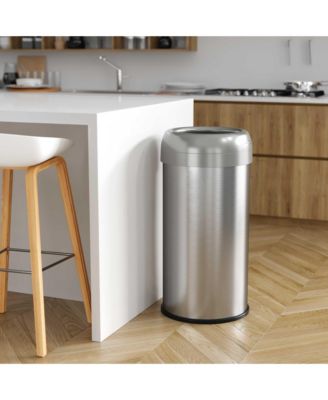 Round Stainless Steel Open Top Kitchen Trash Can with Dual AbsorbX Odor Filters