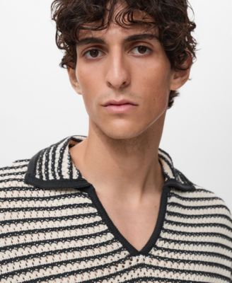 Men's Striped Structure Cotton Polo Shirt