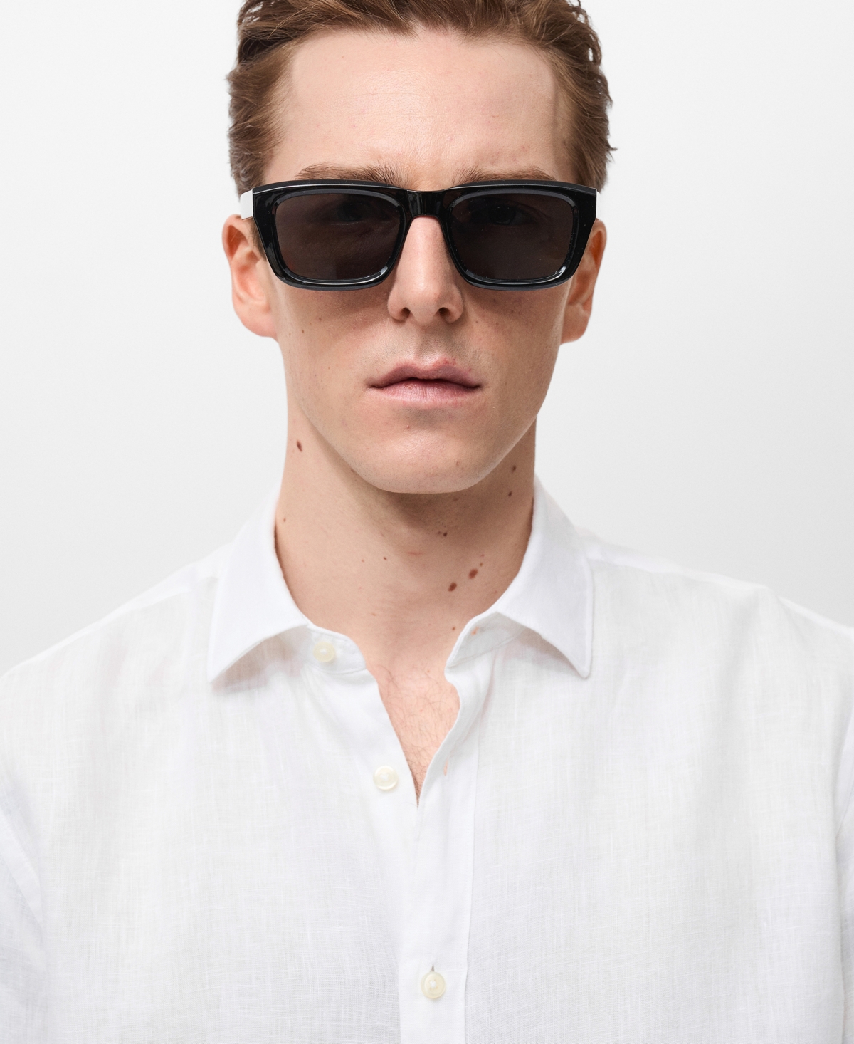 Mango Classic Fit Linen Button-up Shirt In White