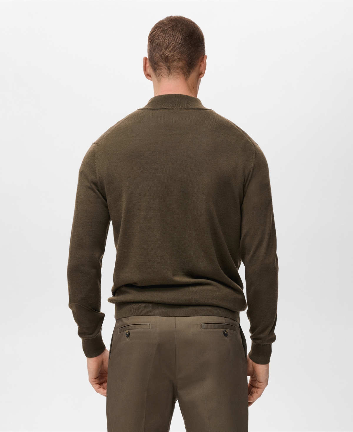 Mango Perkins Wool Quarter Zip Sweater In Green
