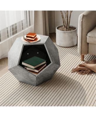 25.98" Pet Carrier Side Table Planter in Cement Gray