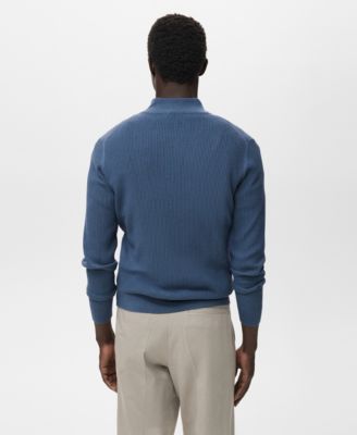 Men's Zip Neck Ribbed Sweater