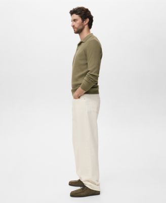 Men's Cotton-Blend Ribbed Polo Sweater