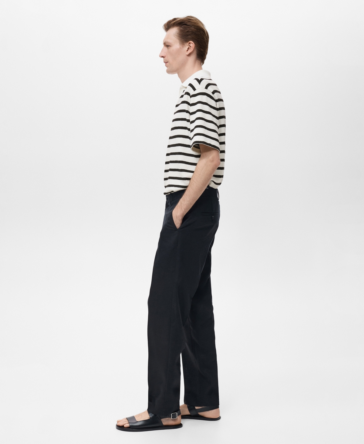 Mango Stripe Slub Polo In Multi
