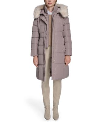 Women's Trim Hood Zip-Front Down Filled Puffer Coat