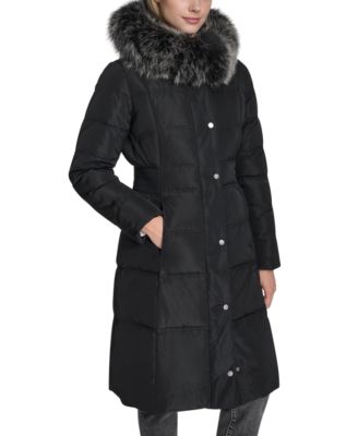 Women's Trim Hood Zip-Front Down Filled Puffer Coat