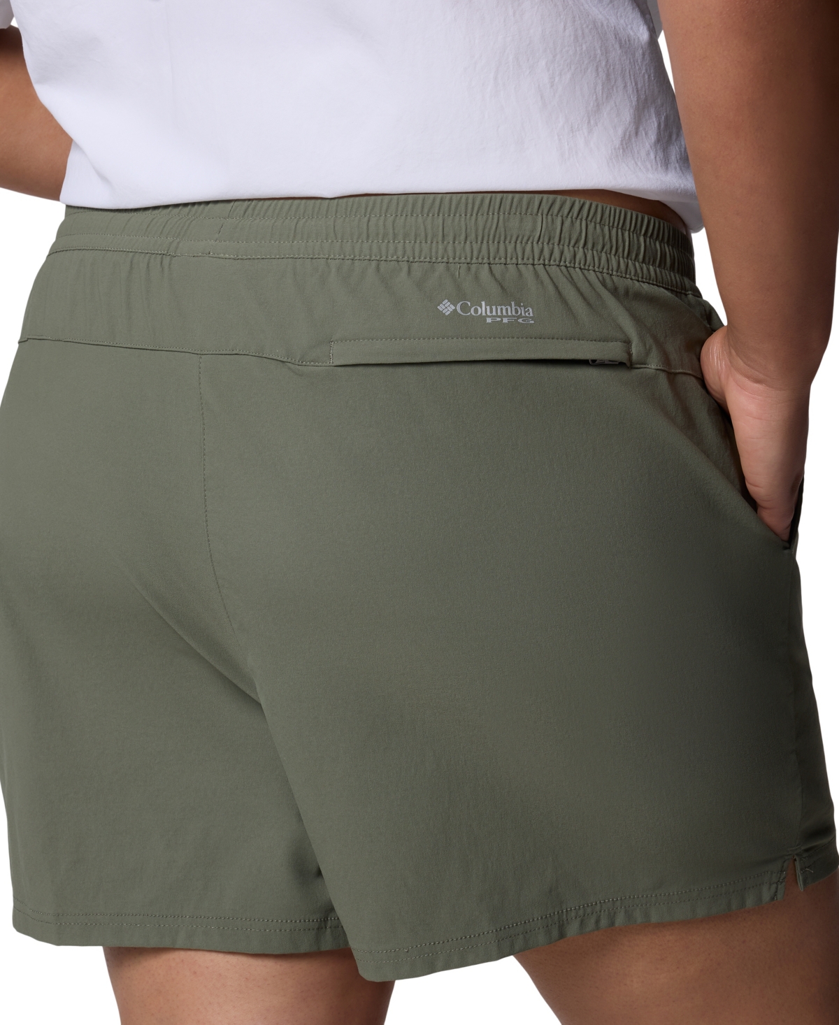 Columbia Plus Size Rugged Water Comfort Stretch Shorts In Green