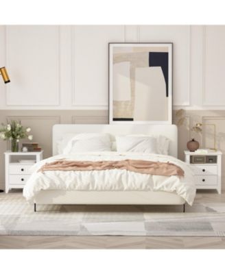 Exquisite 2-drawer bedside table with metal handle, bedroom nightstand, wooden end table