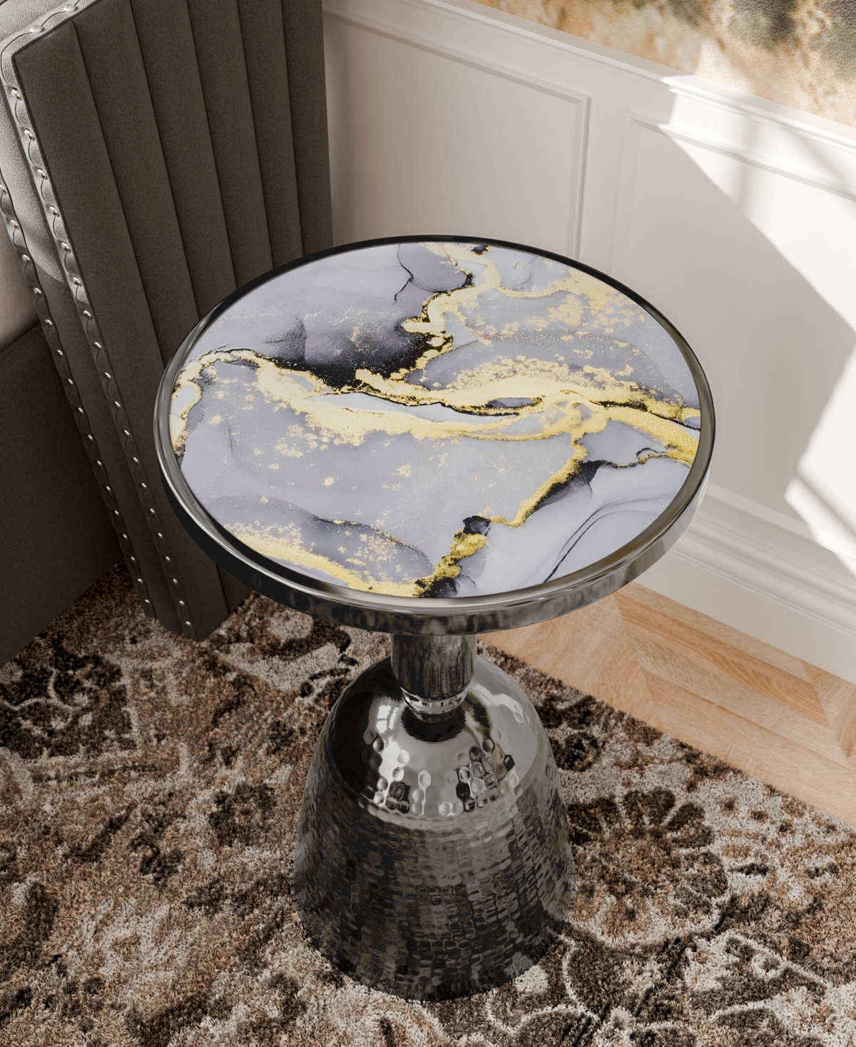 Furniture Of America Knoll 16" Metal Round End Table With Pedestal Base In Black