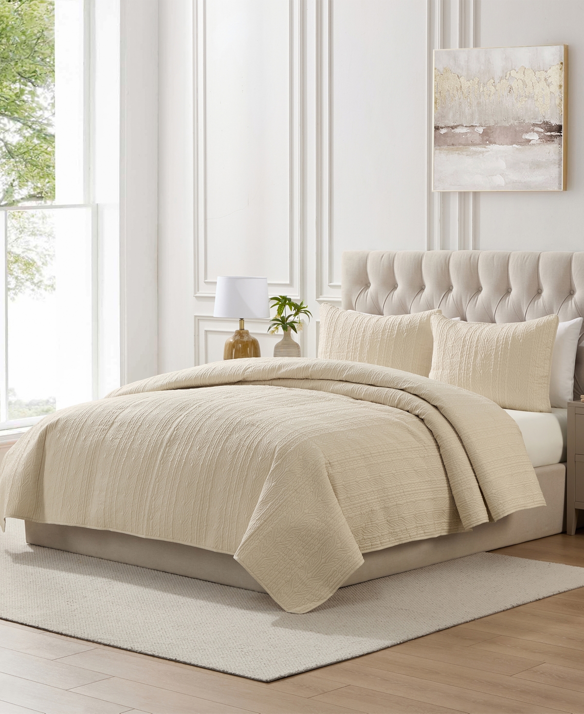 Seventh Studio Cable Knit 3-pc. Quilt Set, King In White