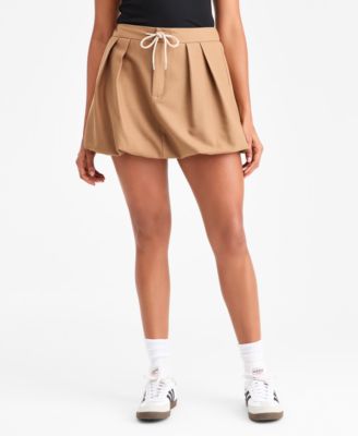 Women's Tie-Waist Bubble-Hem Mini Skirt