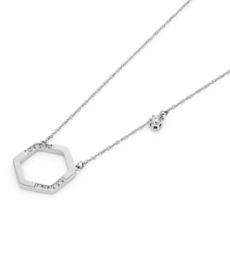 Crystal Honeycomb Silver Tone Stainless Steel Necklace