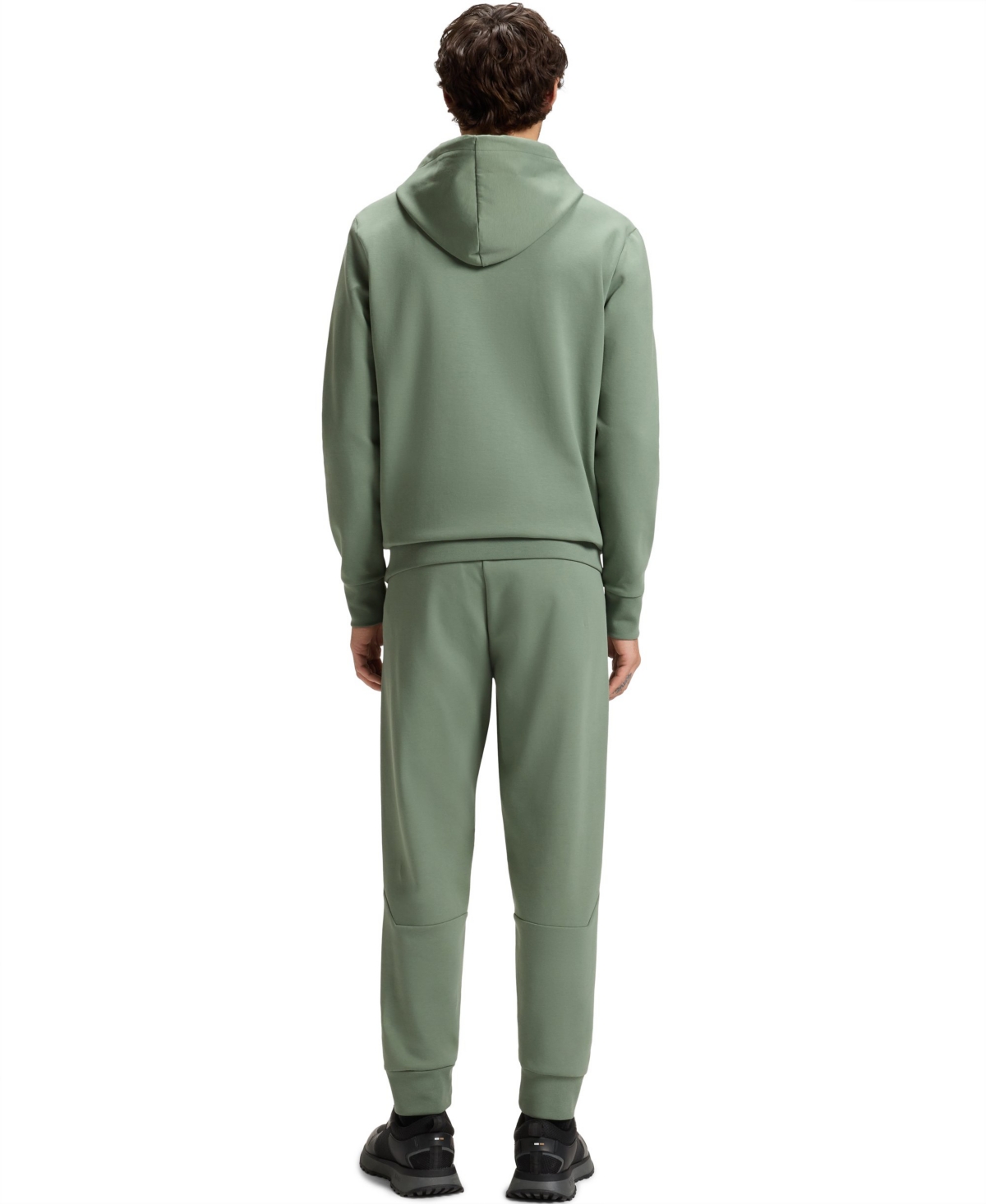 Hugo Boss Mens Open Green Branded Drawstring-waist Cotton-blend Jogging Bottoms In Green