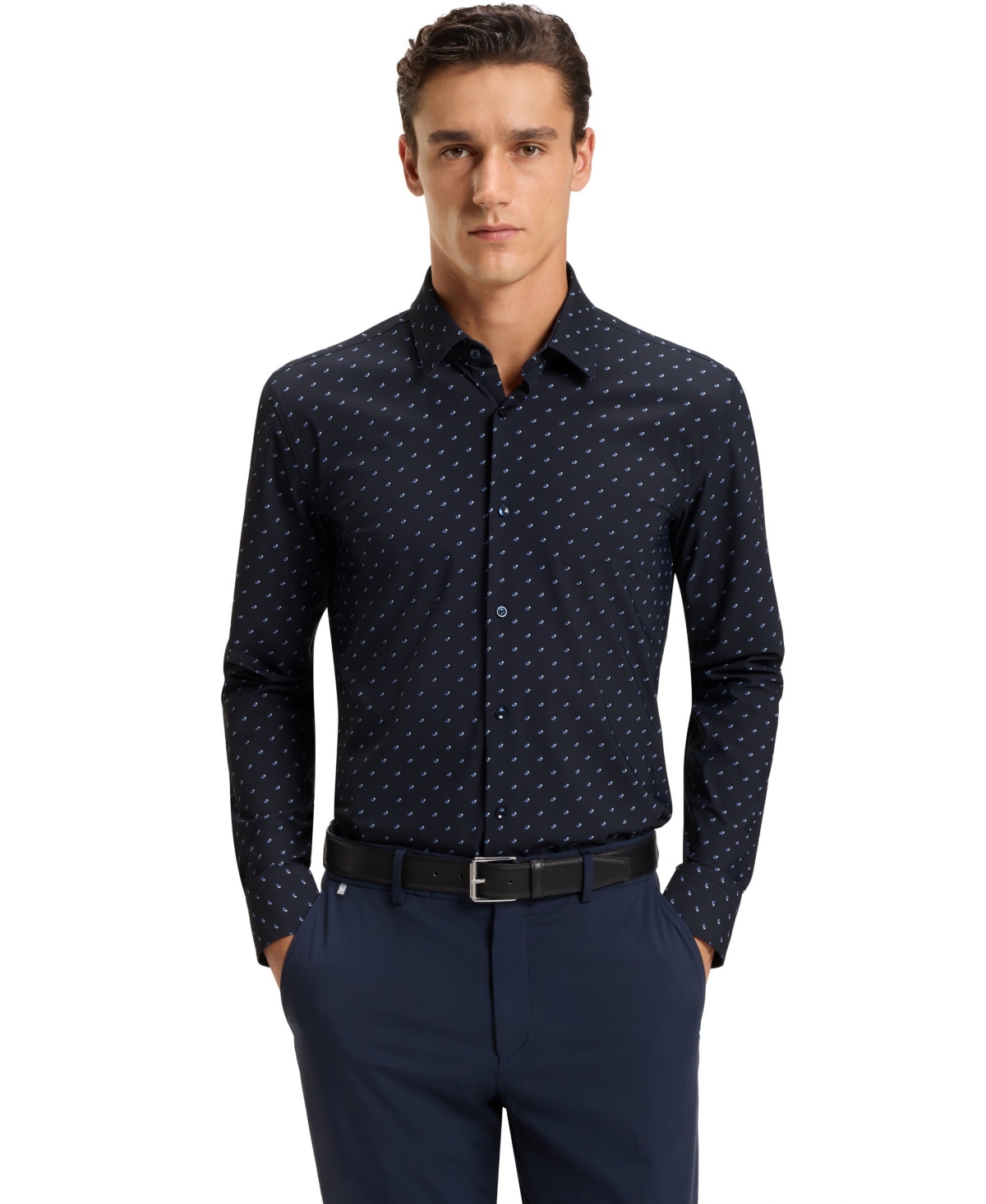 Hugo Boss Boss By  Men's Performance-stretch Slim-fit Dress Shirt In Blue