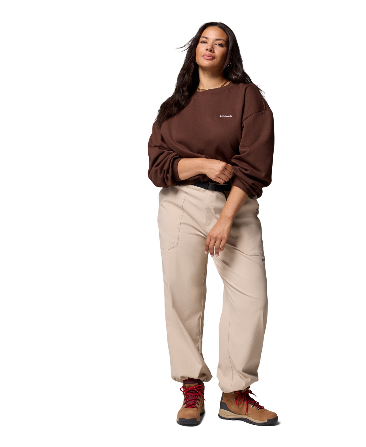 Columbia Plus Size Aldermore Crewneck Sweatshirt In Brown