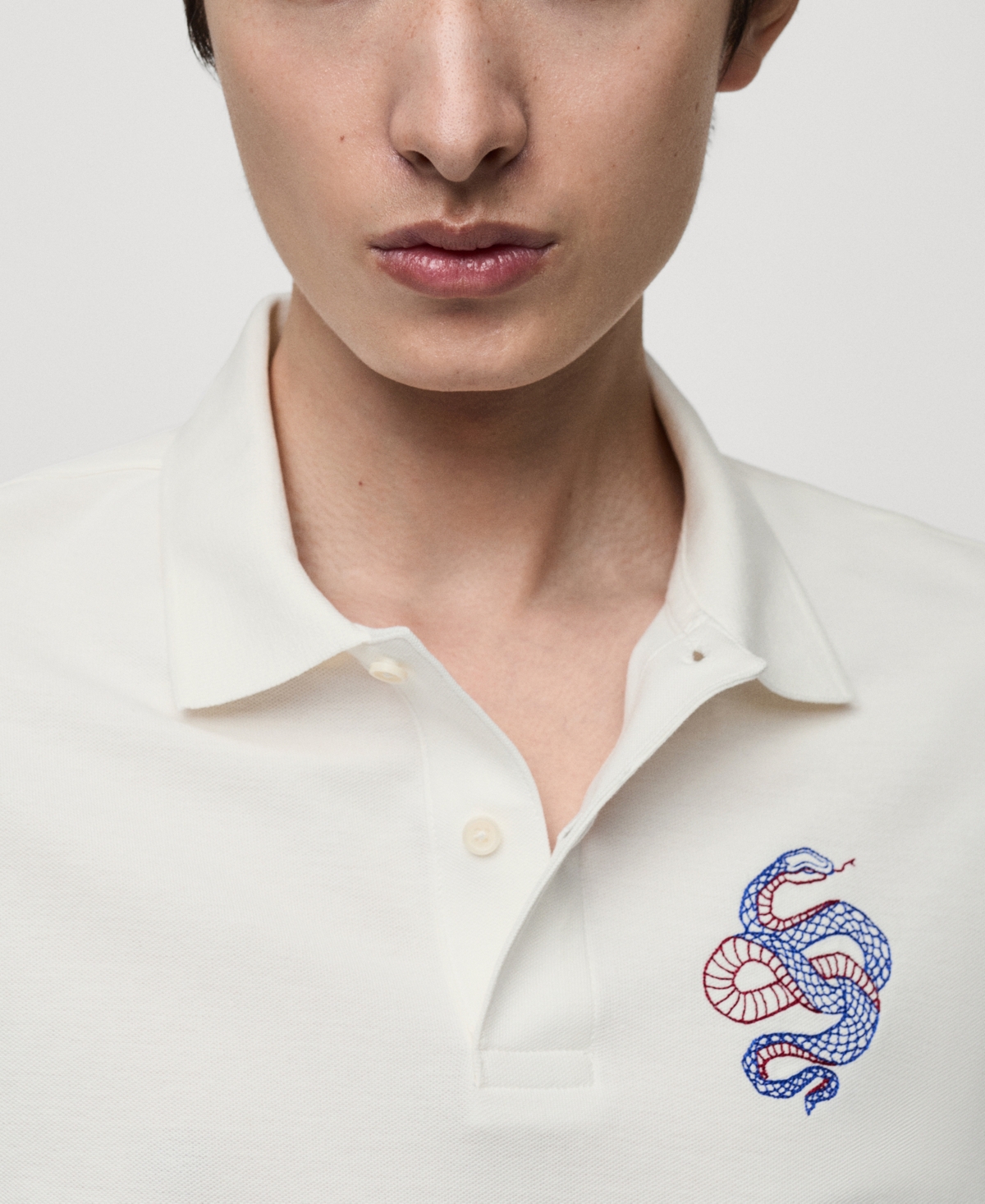 Mango Men's Embroidered Graphic Cotton Polo Shirt