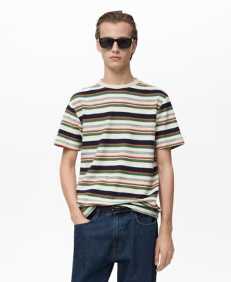 MANGO - Men'sCottonRegular-FitStripedT-Shirt