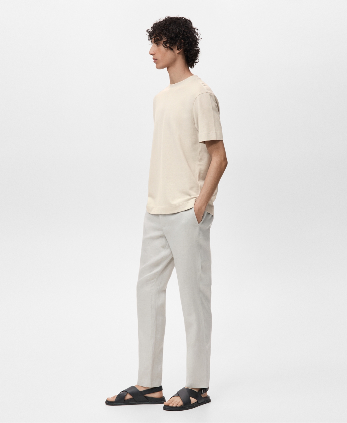 Mango Men's Cotton Fine-knit T-shirt In White