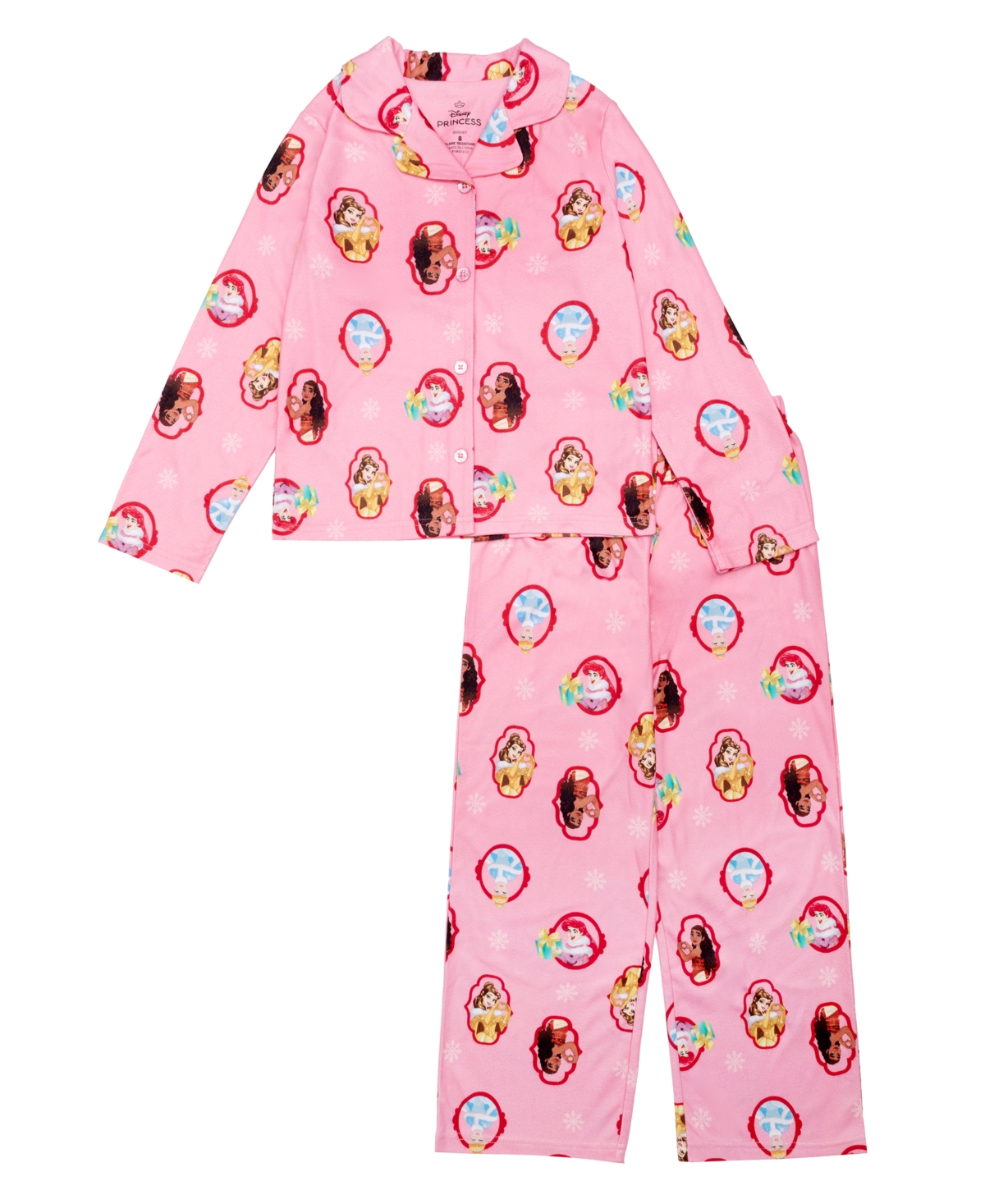 Ame Big Girls Disney Princess Button Down Pajama Set