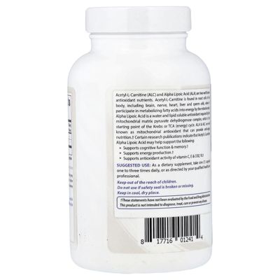 Acetyl L-Carnitine Alpha Lipoic Acid  750 mg  -  120 Capsules