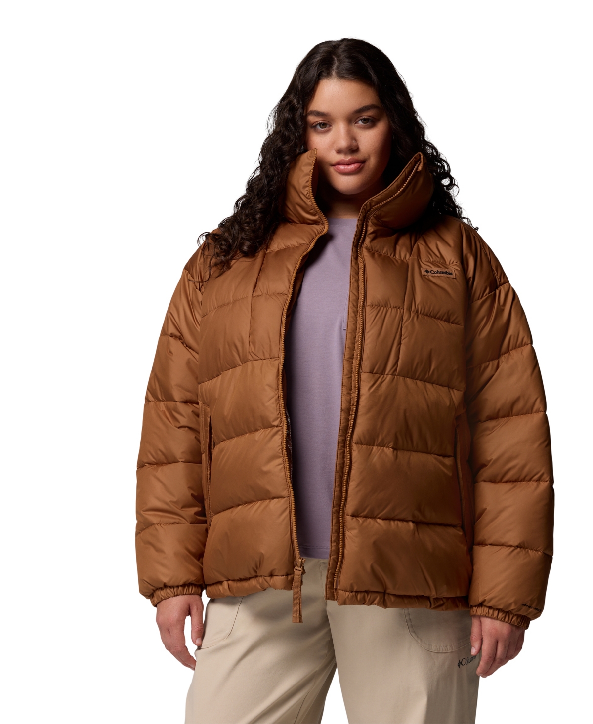 Columbia Plus Size Pike Lake High Collar Puffer Jacket In Brown