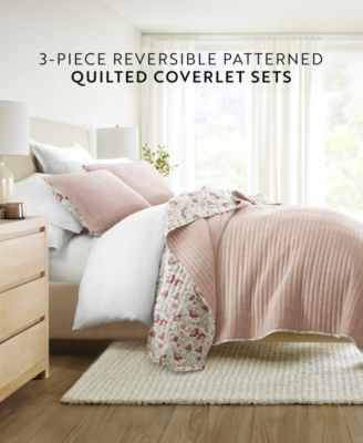 French Jacobean Reversible 3-Pc. Quilt Set, King/California King