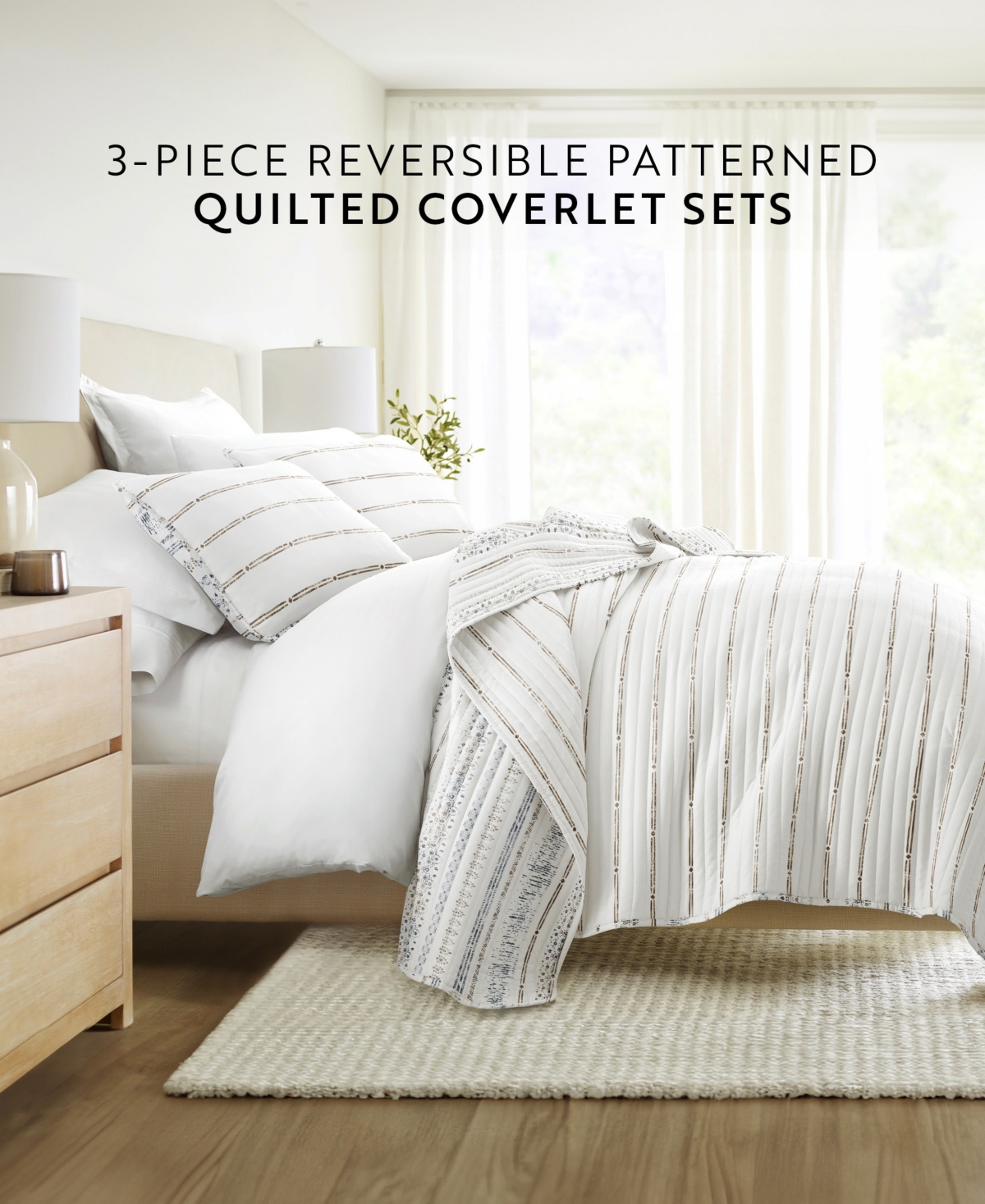 ienjoy Home Relic Stripe Reversible 3-Pc. Quilt Set