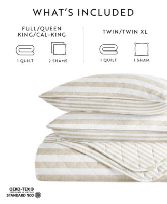 Classic Stripe Reversible 3-Pc. Quilt Set, King/California King