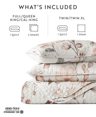 Russet Floral Reversible 3-Pc. Quilt Set, King/California King