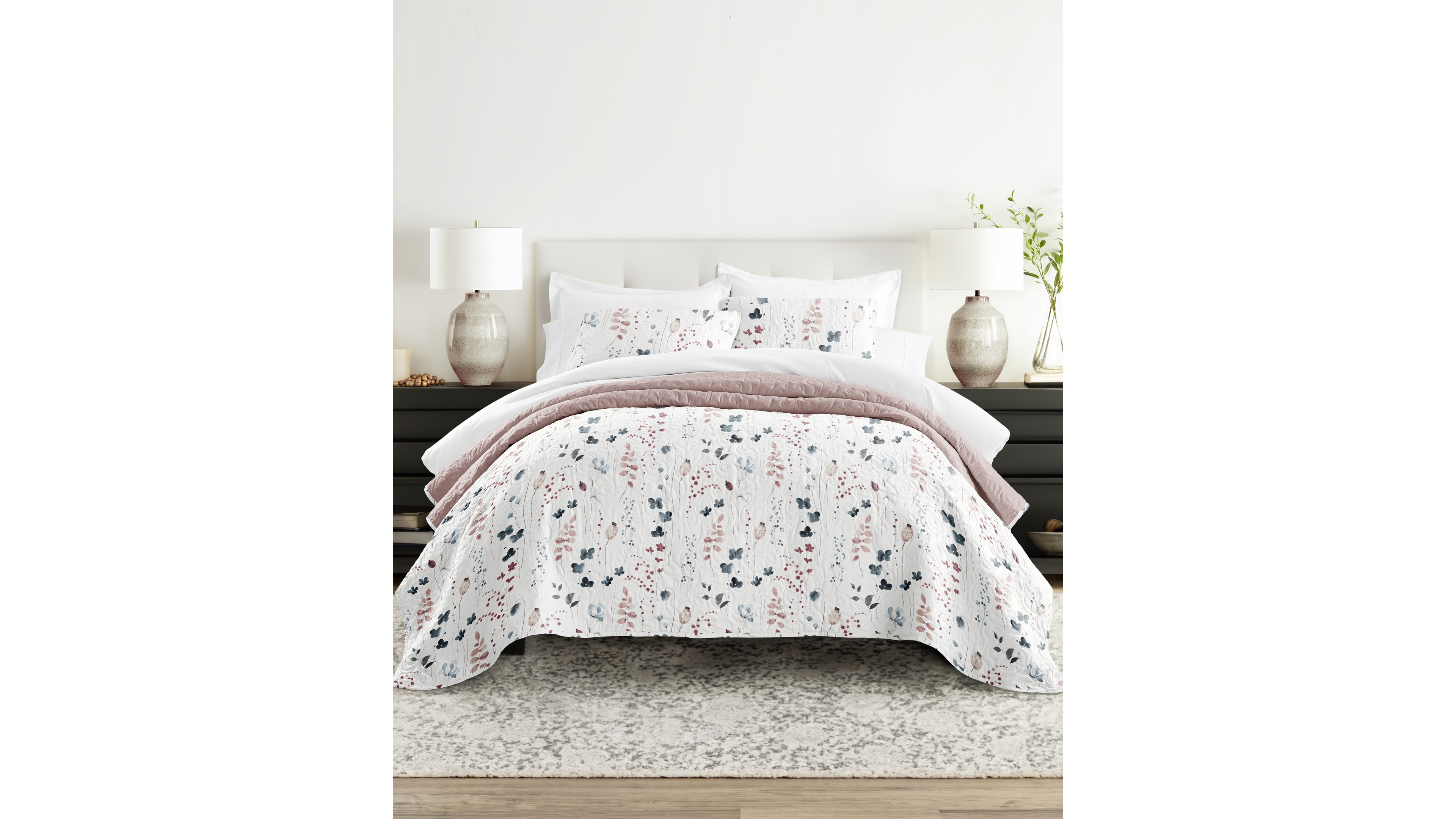 ienjoy Home Poppy Bloom Reversible 3-Pc. Quilt Set, King/California King