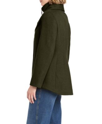 Women's Short Wool Coat With Fixed Bib