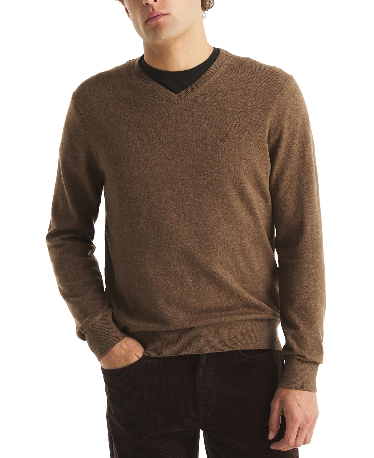 Nautica Men's Performance V-neck Sweater In Brown