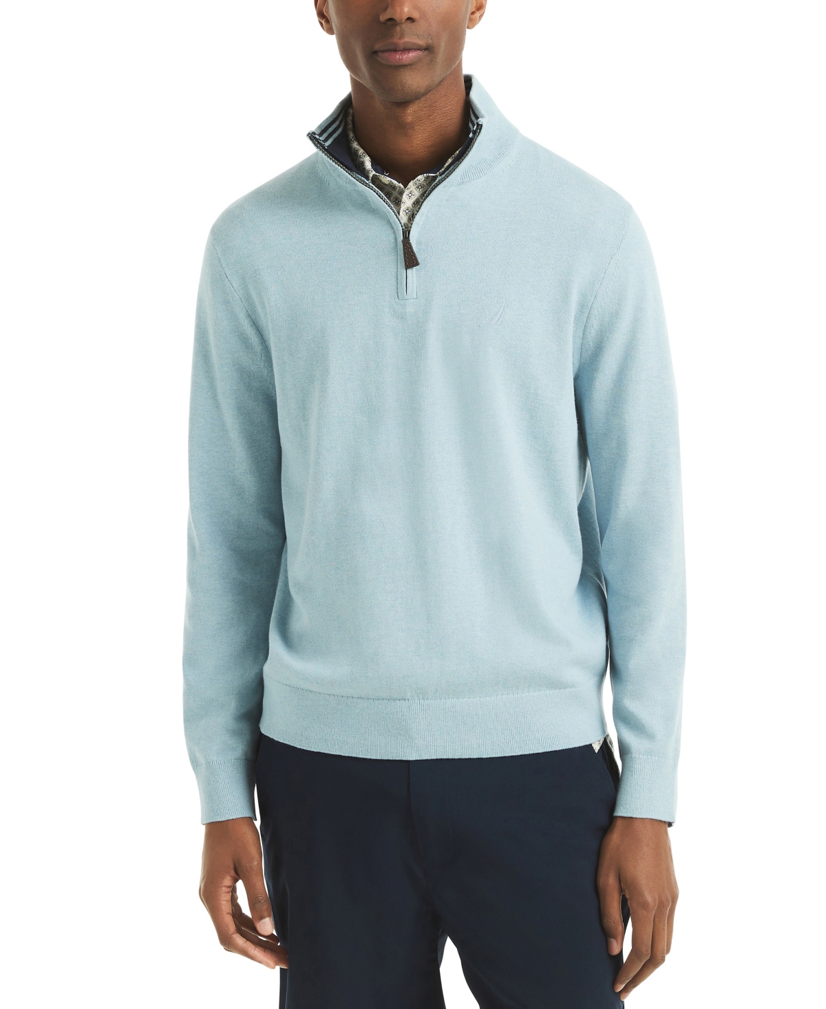 Nautica Men's Performance Quarter-zip Sweater In Blue