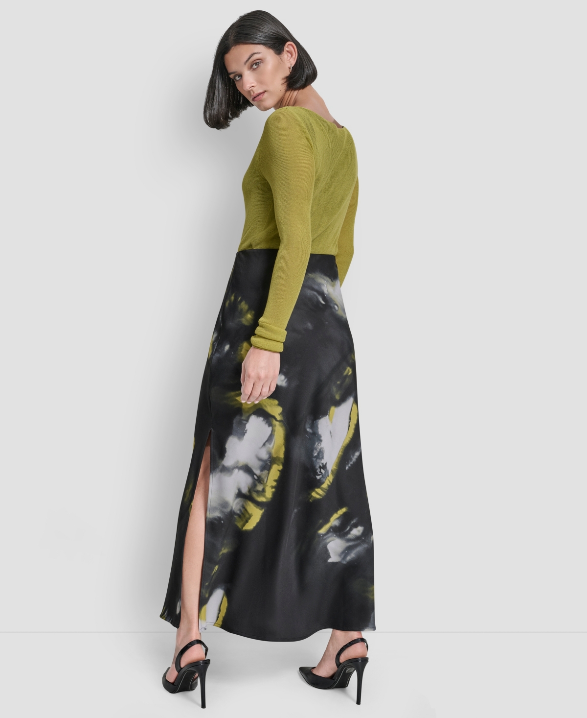 Dkny Women's Printed Maxi Bias Pull-on Skirt In Black