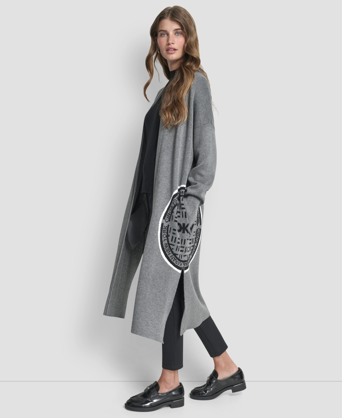 Dkny Women's Oversized Open-front Cardigan In Gray