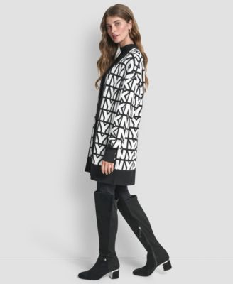 Women's Repeat Logo Open-Front Cardigan Sweater
