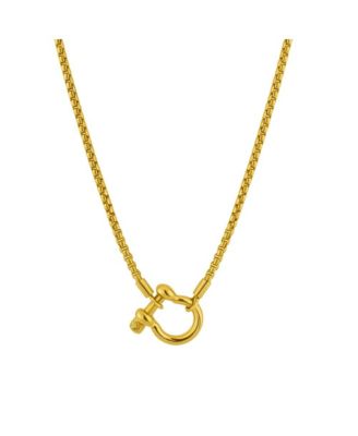 Lucky Lock Carabiner Necklace Two-Tone Mixed Metal Horseshoe Pendant Chain - Gold chain gold carabiner 51$