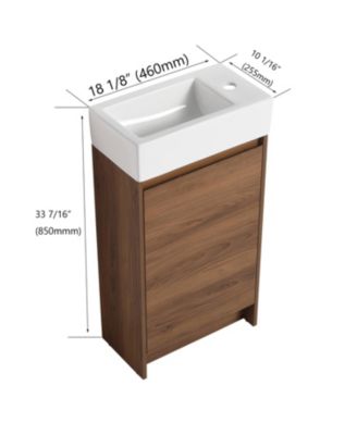 18 Inch Freestanding Vanity with Sink and Soft-Close Doors for Small Bathrooms