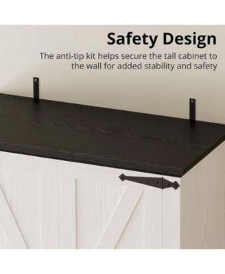 Kitchen Pantry Cabinet with Adjustable Shelves, White/Black