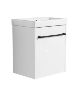 18 Inch Floating Bathroom Vanity with Ceramic Sink and Soft-Close Cabinet Door