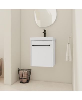 18 Inch Floating Bathroom Vanity with Ceramic Sink and Soft-Close Cabinet Door