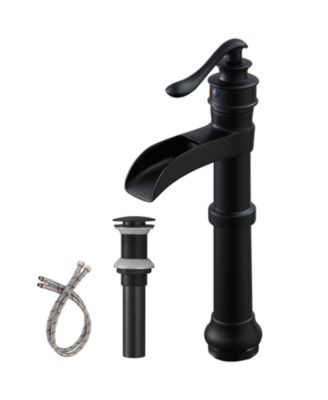 Waterfall Single Hole Single-Handle Vessel Bathroom Faucet With Supply Line in Oil Rubbed Bronze