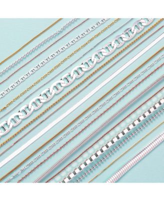 Thin 1MM Two Tone Twist Infinity Rolo Cable Chain Necklace Silver Tone Stainless Steel 16 18 20 24 Inch