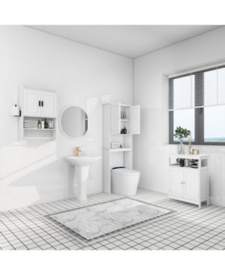 Bathroom Wall Cabinet with Doors, Adjustable Shelf, Towel Bar, and Paper Holder