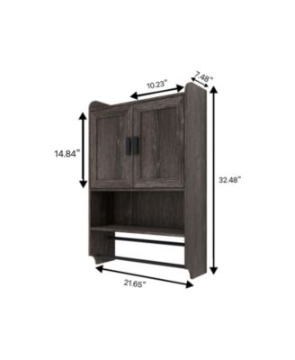 Bathroom Wall Cabinet with Doors, Adjustable Shelf, Towel Bar, and Paper Holder